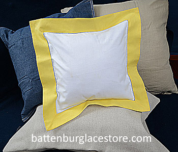 Square Pillow Sham. White with Aurora color border 12SQ - Click Image to Close